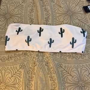 Zaful size large white and green cactus bathing suit swim suit top